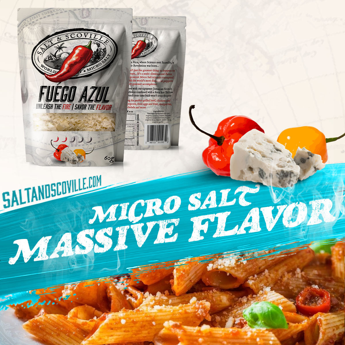blue cheese spicy salt and scoville fuego azul